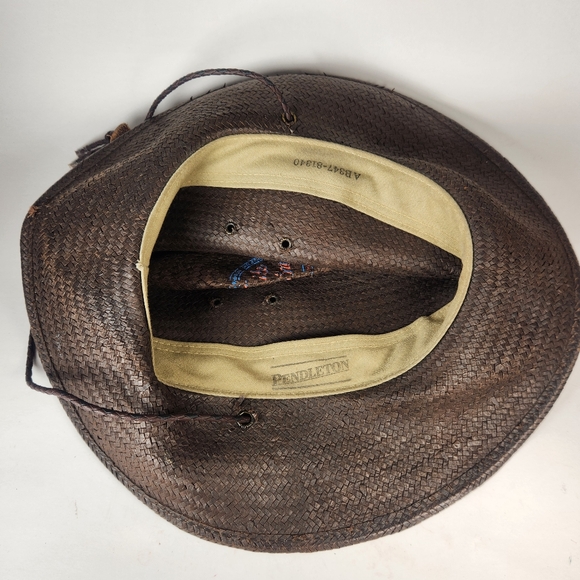 PENDLETON Womens Cowboy Hat Medium Brown Straw Made USA Vintage Western - Picture 5 of 9